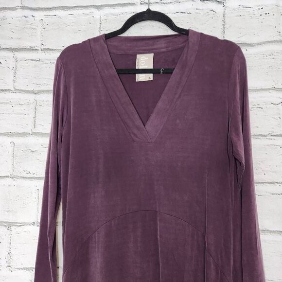 Anthropologie Dolan Left Coast Collection Plum Women's Plunging Swing Dress Sz M - Picture 2 of 13